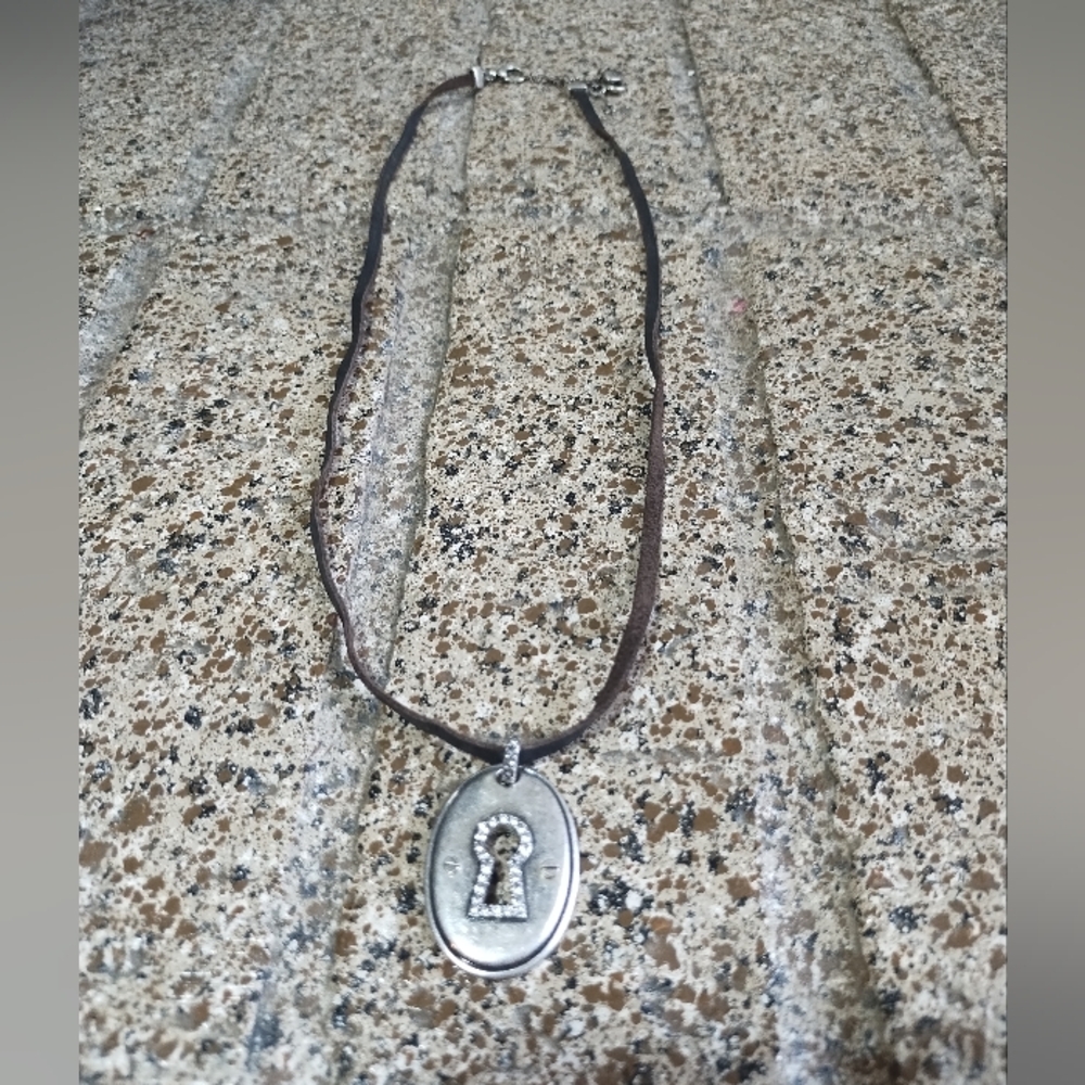 Fossil Necklace Leather Fossil Key